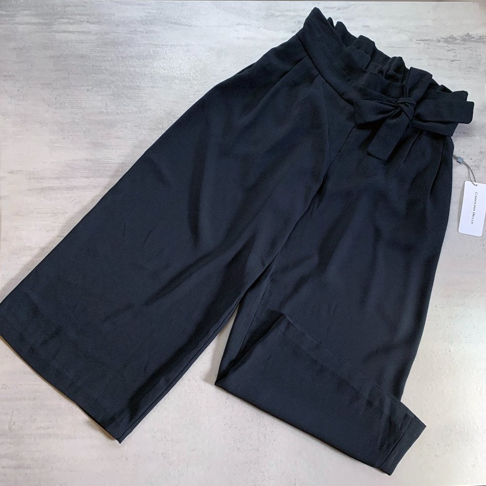 NWT Carolina Belle | Black Elastic Tie Waist Palazzo Pant  | Size 4